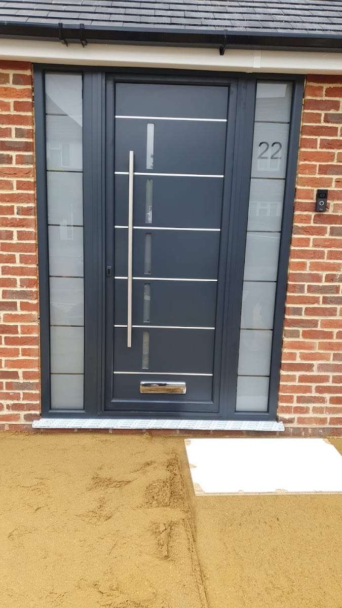 Anthracite composite front door, by Austral Glazing Ltd